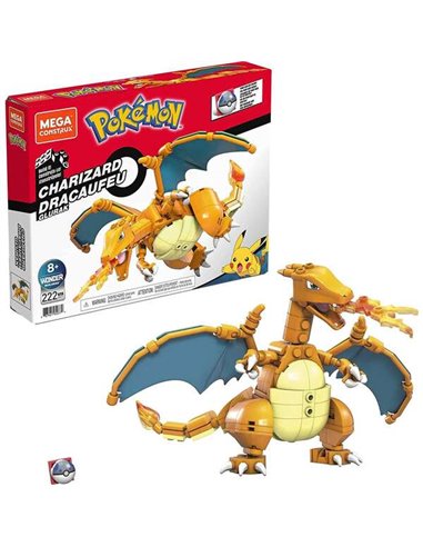 Mattel - Mega Construx Wonder Builders Pokémon Charizard - Figurine de Construction - Taille 10cm - 222 Pièces