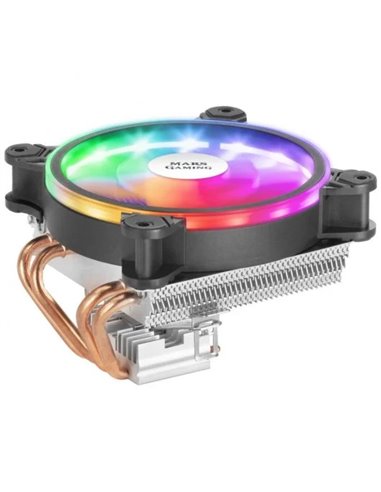 Mars Gaming - Ventilateur CPU 120 mm avec dissipateur thermique à 4 caloducs - Éclairage ARGB - Vitesse max. 2200 tr/min