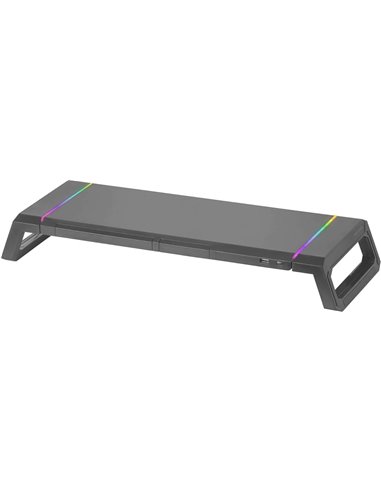 Mars Gaming - Support pour Moniteur Premium MGS-ONE - Réglable 3 Tailles - Éclairage Chroma RGB - USB 2.0 - Tiroir de Rangement 