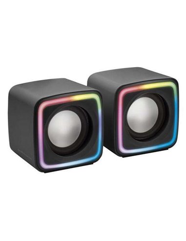 Mars Gaming - Enceintes MSCUBE 8W - Éclairage RGB - Son DSP - USB, Entrée Jack 3,5 mm - Compact et léger