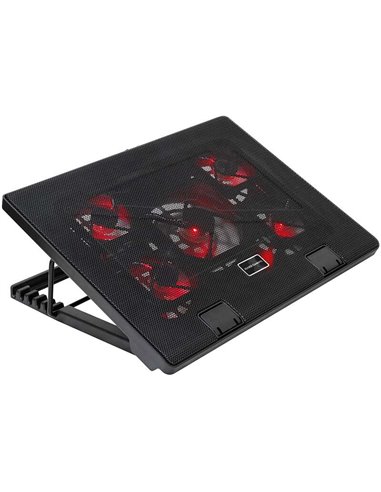 Mars Gaming - Base de Refroidissement pour Ordinateur Portable MNBC2 jusqu'à 17,3" USB - Inclinaison Réglable - 5 Ventilateurs -