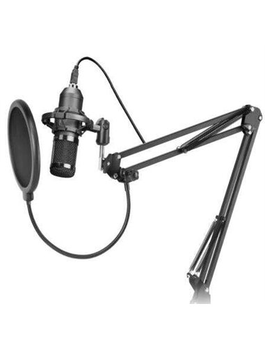 Mars Gaming - Microphone USB Cardioïde MMICPRO avec Bras Extensible pour Streaming - Support Anti-Vibration - Câble 2,50 m