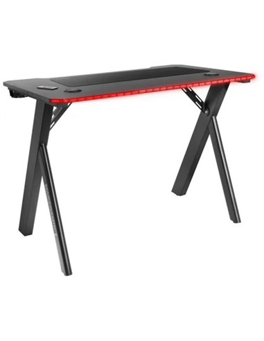 Mars Gaming - Table Gaming 100x60cm - Plateau Laminé en Fibre de Carbone - Eclairage RGB - Casque et Porte-gobelet - Tapis XXL I