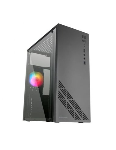 Mars Gaming - Boîtier moyenne tour MC100 ATX, Micro ATX, Mini-ITX - Panneau latéral en acrylique - Taille du disque dur 2,5", 3,