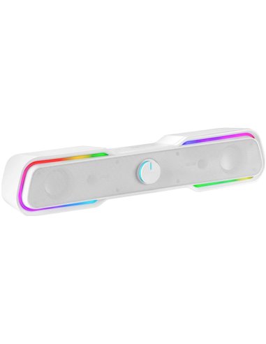 Mars Gaming - Barre de Son Gaming 10W - Processeur de Son DSP - Eclairage RGB - Connexion Jack + Bluetooth 5.0 - Coloris Blanc