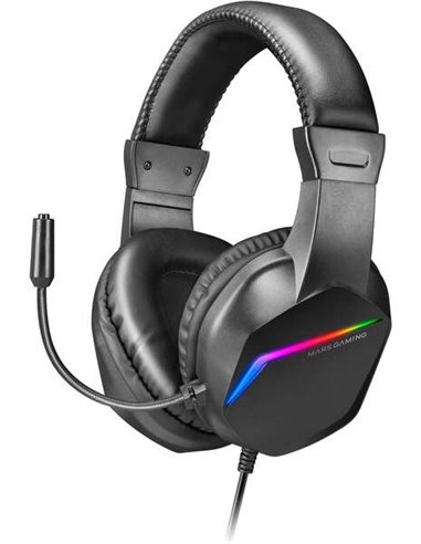 Mars Gaming - Casque ultraléger MH122 avec éclairage arc-en-ciel FRGB - Son spatial Hi-Fi Ultra-Bass - Conception ergonomique - 