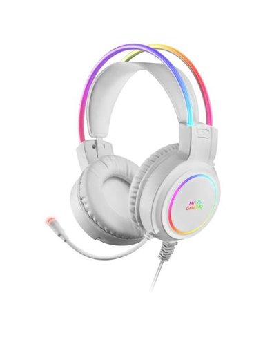 Mars Gaming - Casque Gaming avec Microphone Flexible - Éclairage RGB - Arceau Ajustable - Coussinets Rembourrés - Contrôle Casqu