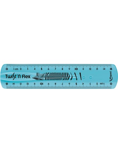 Maped - Règle Twist'n Flex 15 cm. Flexible - Incassable - Double Graduation - Blister de 1 pcs. - Couleurs assorties : bleu, ros