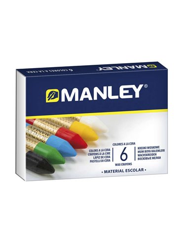 Manley - Pack de 6 Cires Douces au Trait Lisse - Idéales pour Diverses Techniques et Applications - Large Gamme de Couleurs - Co