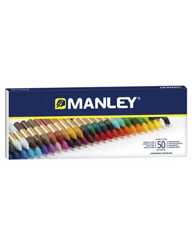 Manley - Pack de 50 cires douces au trait lisse - Idéales pour diverses techniques et applications - Large gamme de couleurs - C