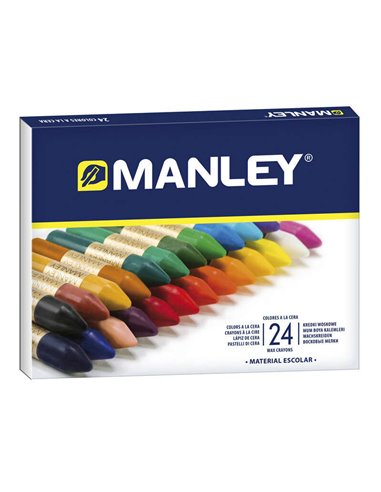 Manley - Pack de 24 Cires Douces au Trait Lisse - Idéales pour une Grande Variété de Techniques et d'Applications - Fabrication 