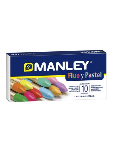 Manley - Pack 10 Cires Manley - Couleurs Spéciales (Fluo+Pastel) - Cires Douces au Trait Lisse - Grande Variété de Techniques et