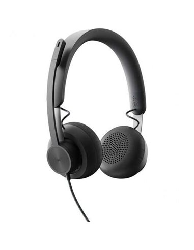 Logitech - Casque Zone Wired MS Teams avec microphone USB-C pliable - Arceau réglable - Oreillettes rembourrées - Commandes fila