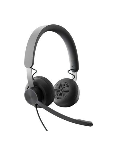 Logitech - Casque Filaire Zone avec Microphone USB-C Pliable - Adaptateur vers USB-A - Arceau Ajustable - Oreillettes Rembourrée