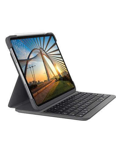 Logitech - Étui Slim Folio Pro avec clavier Bluetooth rétroéclairé pour iPad Pro 3ème et 4ème génération 12,9" - Marche/Arrêt au