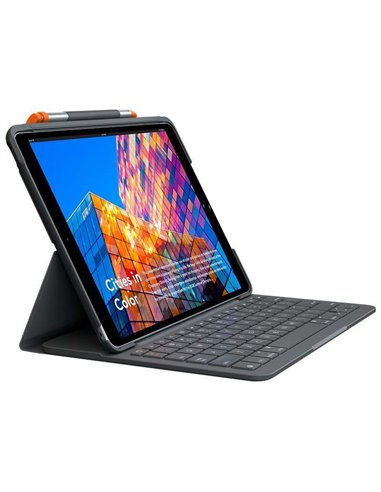 Logitech - Étui folio fin avec clavier Bluetooth pour iPad Air 3e génération 10,2" - Saisie confortable - Couleur grise