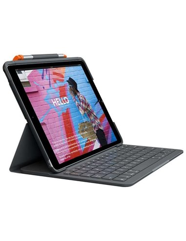 Logitech - Étui folio fin avec clavier Bluetooth pour iPad 7e et 8e génération 10,2" - Écriture, dessin et lecture - Gris