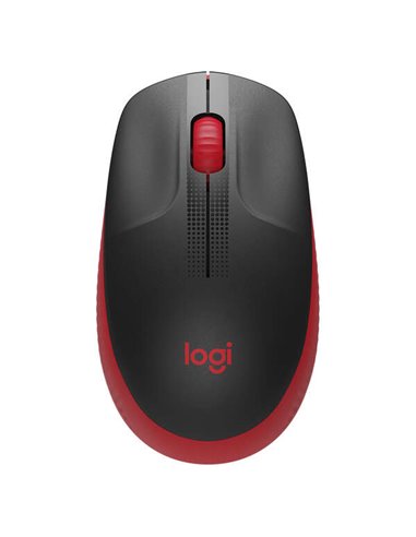 Logitech - Souris USB sans fil pleine taille M190 1000 dpi - 3 boutons - Grande taille - Utilisation ambidextre - Couleur Noir/R