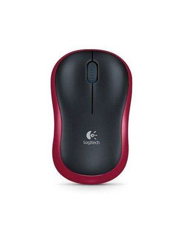 Logitech - Souris sans fil M185 1000dpi - 3 boutons - Utilisation ambidextre - Couleur Noir/Rouge