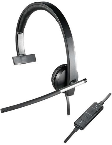 Logitech - Casque Mono H650E avec Microphone USB - Microphone Pliable - Coussinet Rembourré - Commandes Filaires - Couleur Noir