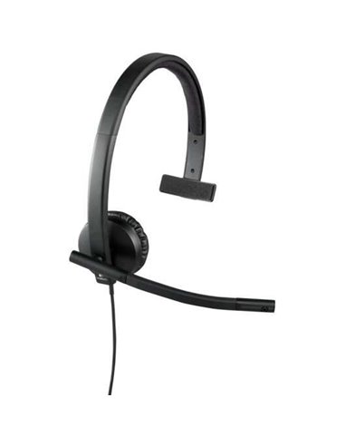 Logitech - Casque Mono H570E avec Microphone USB - Microphone Pliable - Arceau Ajustable - Coussin Rembourré - Commandes Filaire