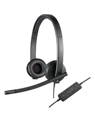 Logitech - Casque H570E avec microphone USB - Microphone pliable - Arceau réglable - Oreillettes rembourrées - Commandes filaire