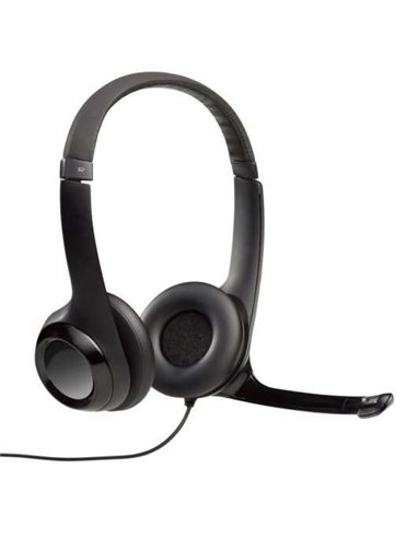 Logitech - Casque H390 avec microphone USB pliable - Arceau réglable - Oreillettes rembourrées - Commandes filaires - Câble 2,33