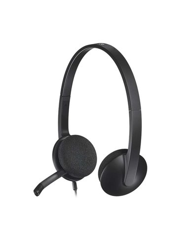 Logitech - Casque H340 avec Microphone USB - Microphone Pliable - Arceau Ajustable - Oreillettes Rembourrées - Câble 1,80m - Cou