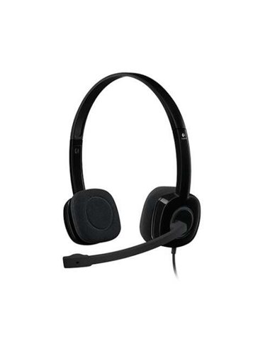 Logitech - Casque H151 avec Microphone - Microphone rotatif - Commandes filaires - Arceau réglable - Connexion Jack 3,5 mm - Câb