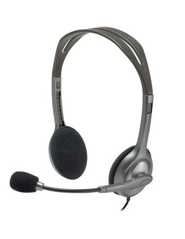 Logitech - Casque stéréo H111 avec microphone - Microphone rotatif - Arceau réglable - Jack 3,5 mm - Câble 1,80 m - Couleur Gris