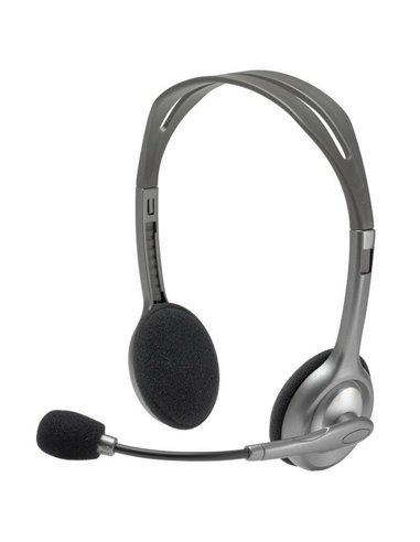 Logitech - Casque stéréo H110 avec microphone pliable - Arceau réglable - Jack 3,5 mm - Câble 1,80 m - Couleur Gris