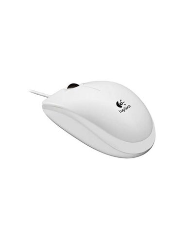 Logitech - Souris USB B100 800dpi - 3 Boutons - Utilisation Ambidextre - Câble 1,80m - Coloris Blanc