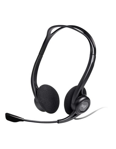 Logitech - Casque 960 avec Microphone USB - Microphone Pliable et Flexible - Commandes Filaires - Câble 2,40m - Coloris Noir