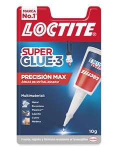 Loctite - Superglue-3 Precision Max 10gr - Adhésif Liquide Transparent - Buse Extra Longue - Séchage Rapide - Résistant à l'Eau 