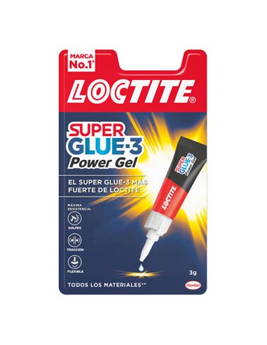 Loctite - Superglue-3 Power Gel 3gr - Adhésif instantané flexible et extra fort - Formule gel enrichie avec particules de caoutc