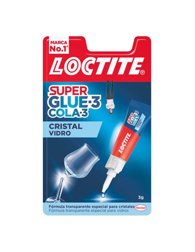 Loctite - Superglue-3 Crystal 3gr - Adhésif Liquide pour Verre et Métal - Triple Résistance à l'Eau, aux Chocs et aux Températur