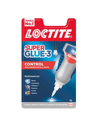 Loctite - Superglue-3 Control 3gr - Adhésif Extra Fort - Résistant à l'Eau - Transparent et Durable