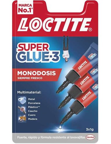 Loctite - Pack de 3 Super Glue-3 Mini Trio Original - 1gr - Triple Résistance - Adhésif Transparent - Collage et Résistance Inst