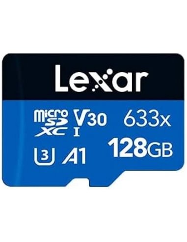 Lexar - Carte mémoire microSDXC 633x UHS-I 128 Go avec adaptateur SD - Vitesses de lecture jusqu'à 100 Mo/s - Écriture jusqu'à 4