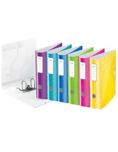 Leitz - Dossier A4 Active Wow 180° - Dos 82 mm - Fermeture élastique - Couleurs Assorties