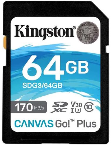 Kingston - Carte SDXC 64 Go UHS-I U3 V30 Classe 10 170 Mo/s Canvas Go Plus