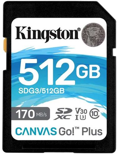 Kingston - Carte SDXC 512 Go UHS-I U3 V30 Classe 10 170 Mo/s Canvas Go Plus