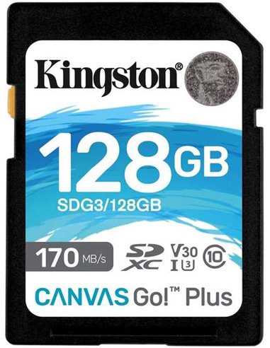 Kingston - Carte SDXC 128 Go UHS-I U3 V30 Classe 10 170 Mo/s Canvas Go Plus