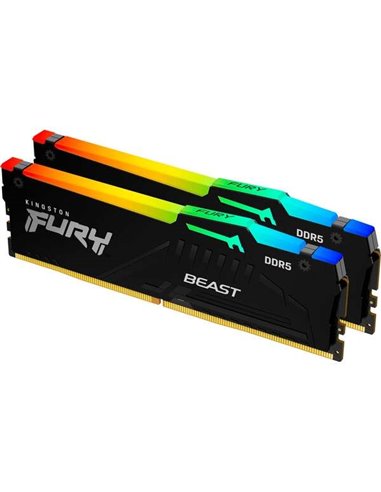 Kingston - Fury Beast RGB Expo Mémoire RAM DDR5 6000 MT/s 32 Go (2x16 Go) CL30 DIMM