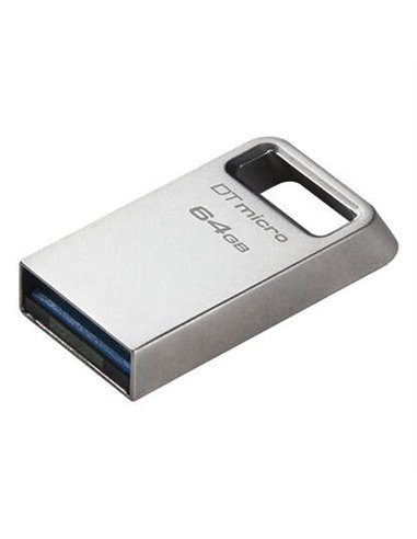 Kingston - Clé USB DataTraveler Micro USB 64 Go - USB 3.2 Gen 1 - Ultra-compacte et légère - Clip porte-clés - Corps en métal (P