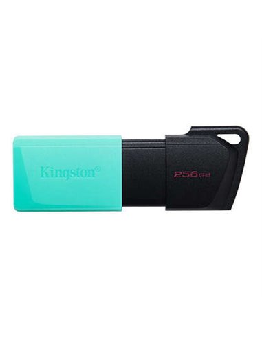 Kingston - Clé USB DataTraveler EXO -dia M 256 Go - USB 3.2 Gen 1 - Capuchon mobile - Clip porte-clés - Couleur noir/turquoise (