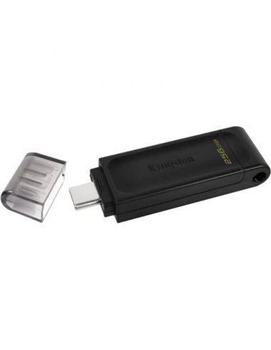 Kingston - DataTraveler 70 USB-C 3.2 Gen 1 Mémoire 256 Go - Avec couvercle - Noir (Pendrive)