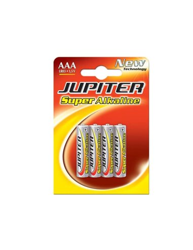 Jupiter -Pack de 4 Piles Alcalines LR03 AAA - Haute Technologie - Fiabilité - Haute Performance - Performance Maximale