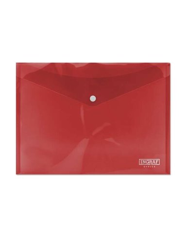 Ingraf - Enveloppe avec fermeture à fermoir - Polypropylène - Format A4 - Couleur Rouge