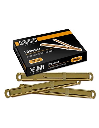 Ingraf - Lot de 50 attaches - Laiton pour reliure rapide et résistante - Comprend languette et curseur - Couleur Or